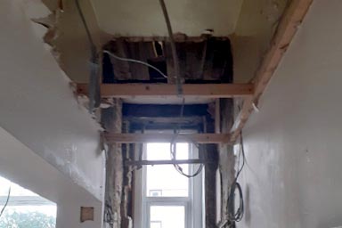 Bringing down the ceiling to route the watermist hose Bringing down the ceiling to route the watermist hose